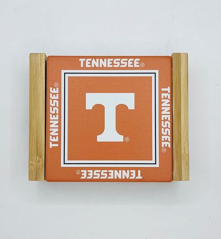 قواعد أكواب للمشروبات تحمل شعار Tennessee Mascot Volunteers - مجموعة من 4 - حامل فلين من خشب السيراميك الأبيض للمتطوعين البرتقاليين للمنزل والمكتب والحفلات والبوابة الخلفية مرخصة رسميًا in Kuwait