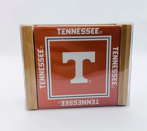 قواعد أكواب للمشروبات تحمل شعار Tennessee Mascot Volunteers - مجموعة من 4 - حامل فلين من خشب السيراميك الأبيض للمتطوعين البرتقاليين للمنزل والمكتب والحفلات والبوابة الخلفية مرخصة رسميًا in Kuwait