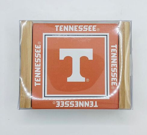 قواعد أكواب للمشروبات تحمل شعار Tennessee Mascot Volunteers - مجموعة من 4 - حامل فلين من خشب السيراميك الأبيض للمتطوعين البرتقاليين للمنزل والمكتب والحفلات والبوابة الخلفية مرخصة رسميًا in Kuwait