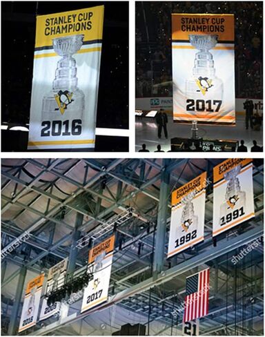 5 في 1 'Pittsburgh' Penguins Stanley Cup 5 مرات بطولة راية أبطال العلم 3 × 5 هدايا للشباب والأطفال والرجال والنساء in Kuwait