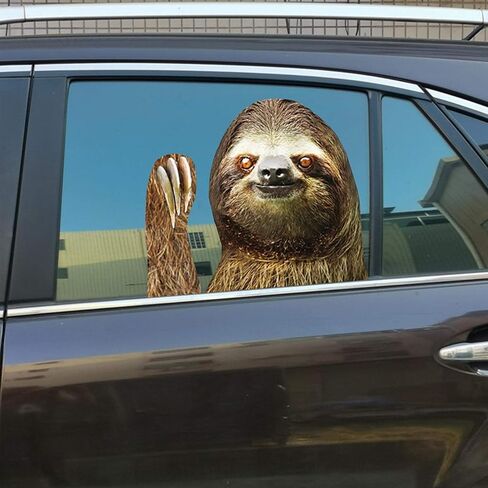 ملصق سيارة BBear Sloth لنافذة السيارة ملصق مضحك للسيارة ملصق نافذة ملتصق للمركبات، سهل الإزالة ولا يترك أي بقايا (للجانب الأيسر) in Kuwait