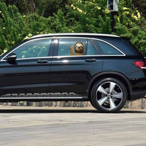 ملصق سيارة BBear Sloth لنافذة السيارة ملصق مضحك للسيارة ملصق نافذة ملتصق للمركبات، سهل الإزالة ولا يترك أي بقايا (للجانب الأيسر) in Kuwait