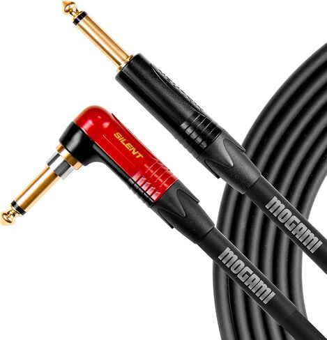 Mogami PLAT GTR-12 SILENT R Platinum Guitar Instrument Cable, 1/4" TS Male Plugs, Gold Contacts, Right Angle silentPLUG to Straight Connectors, 12 Foot in Kuwait
