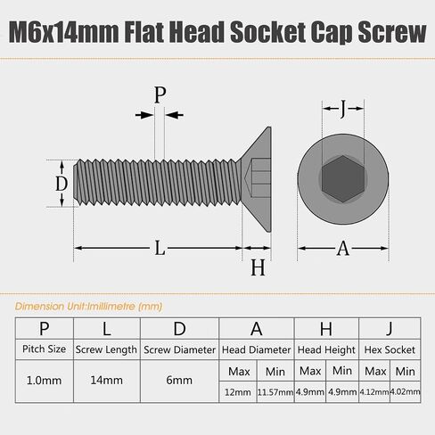 M8-1.25x10mm Flat Head Socket Cap Screws and Bolts, M8 10mm Flat Head Bolts,Stainless Steel Screw,Allen Socket Drive,Full Thread,Bright Finish,Coarse Thread UNC, 30Pcs in Saudi Arabia