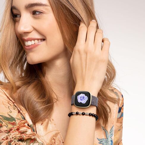 Getino Engraved Band Compatible with Fitbit Versa 4 Bands for Woman/Versa 3 Bands & Fitbit Sense 2 Bands/Sense Bands Women, Soft Floral Pattern Sport Accessories for Sense/Sense 2/Versa 4/3 SmartWatch in Kuwait