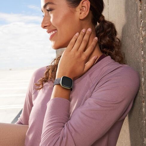 Getino Engraved Band Compatible with Fitbit Versa 4 Bands for Woman/Versa 3 Bands & Fitbit Sense 2 Bands/Sense Bands Women, Soft Floral Pattern Sport Accessories for Sense/Sense 2/Versa 4/3 SmartWatch in Kuwait