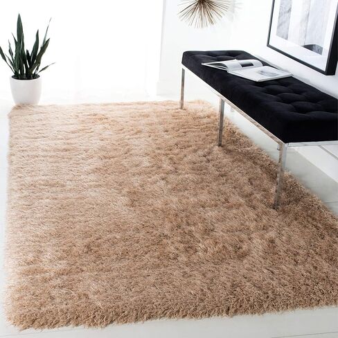 SAFAVIEH Venice Shag Collection Accent Rug - 2' x 3', Champagne, Handmade Glam, 3-inch Thick Ideal for High Traffic Areas in Entryway, Living Room, Bedroom (SG256C) in Saudi Arabia