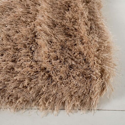 SAFAVIEH Venice Shag Collection Accent Rug - 2' x 3', Champagne, Handmade Glam, 3-inch Thick Ideal for High Traffic Areas in Entryway, Living Room, Bedroom (SG256C) in Saudi Arabia