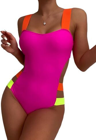 WDIRARA Women's Color Block Cut Out One Piece Swimsuit Monokini Swimwear in Saudi Arabia