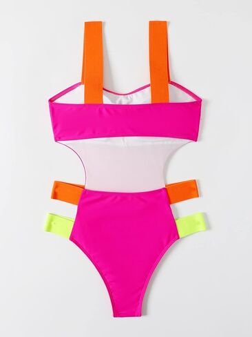 WDIRARA Women's Color Block Cut Out One Piece Swimsuit Monokini Swimwear in Saudi Arabia