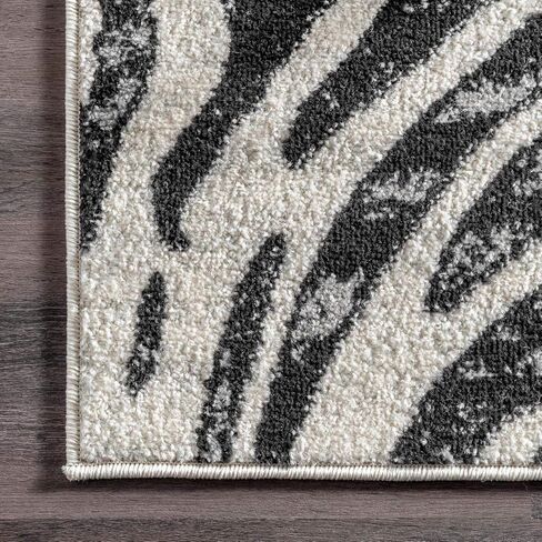سجادة NuLOOM Royal معاصرة بخطوط الحمار الوحشي، 5x7، أسود in Saudi Arabia