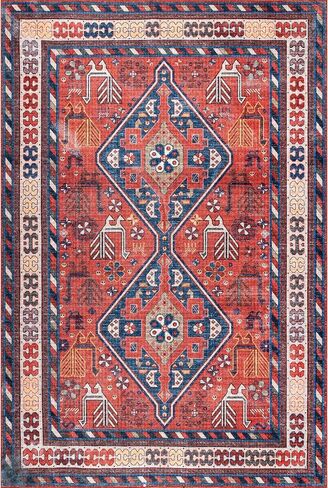 nuLOOM Stella Machine Washable Traditional Tribal Ultra Thin Runner Rug, 2' 6" x 10', Rust in Saudi Arabia