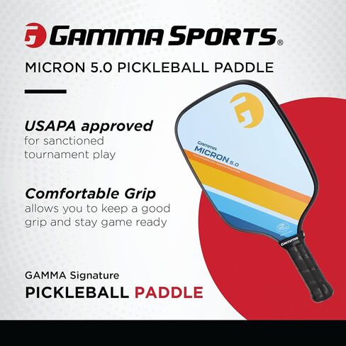 GAMMA Pickleball Paddles, Quantum Series, Micron 5.0, Neutron 5.0, Voltage 5.0, Atomic 5.0, USAPA Approved, Graphite Pickleball Paddle, Polypropylene Core, Honeycomb Grip, Great Feel, More Control in Kuwait
