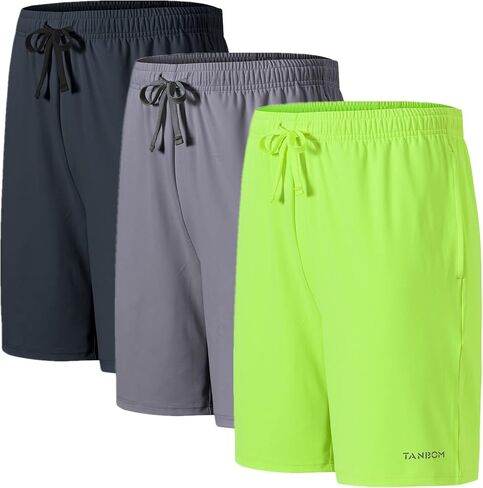 ZONBAILON Mens Gym Athletic Elastic Waist Shorts with Drawstring Deep Pockets 9" Inseam in Saudi Arabia
