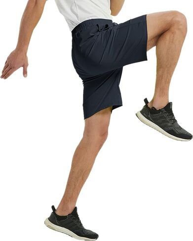 ZONBAILON Mens Gym Athletic Elastic Waist Shorts with Drawstring Deep Pockets 9" Inseam in Saudi Arabia