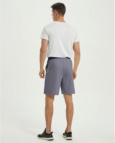 ZONBAILON Mens Gym Athletic Elastic Waist Shorts with Drawstring Deep Pockets 9" Inseam in Saudi Arabia