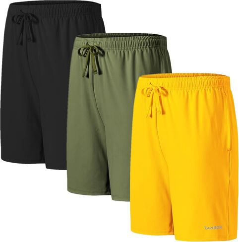 ZONBAILON Mens Gym Athletic Elastic Waist Shorts with Drawstring Deep Pockets 9" Inseam in Saudi Arabia