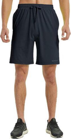 شورت ZONBAILON رجالي رياضي بخصر مطاطي مع جيوب عميقة برباط 9 بوصة درزة داخلية in Kuwait