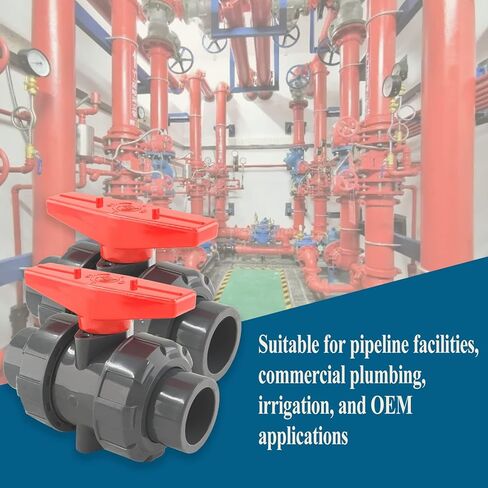 صمام كروي True Union PVC مقاس 1/2 بوصة، صمام كروي بمقبس منزلق مع منفذ كامل، حلقة دائرية EPDM، مصنف عند 150 رطل لكل بوصة مربعة، مقبس 1/2 بوصة in Kuwait