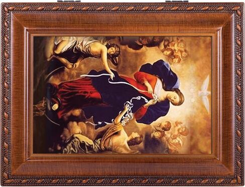 Cottage Garden Mary Undoer of Knots Wood Finish Jewelry Music Box Plays Ave Maria in Saudi Arabia