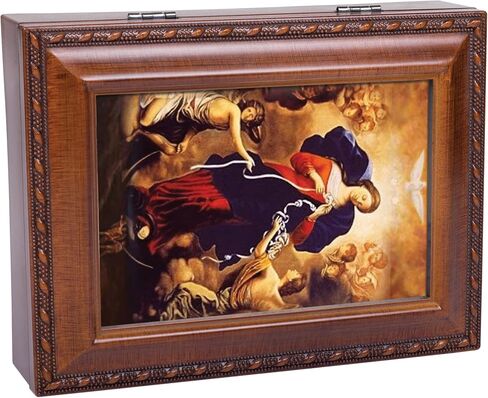 Cottage Garden Mary Undoer of Knots Wood Finish Jewelry Music Box Plays Ave Maria in Saudi Arabia