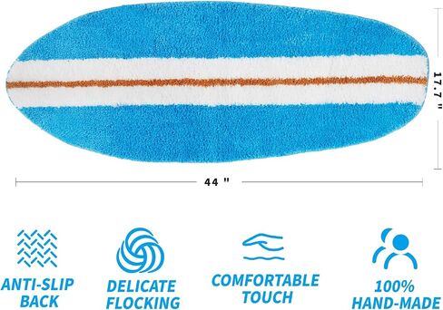 Surfboard Rug, Surfboard Shaped Bath Mat for Y2K Room Decor, Non-Slip Flocking Hypebeast Carpet for Living Room Decor, Stussy Rug Alt Room Decor Soft Doormat for Bedroom (Light Blue) in Saudi Arabia