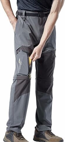 سروال المشي لمسافات طويلة للرجال قابل للتحويل، سروال صيد سريع الجفاف، سروال تخييم خارجي بسحاب قابل للتمدد بعامل حماية من الأشعة فوق البنفسجية 50 مع 5 جيوب in Kuwait