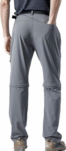 سروال المشي لمسافات طويلة للرجال قابل للتحويل، سروال صيد سريع الجفاف، سروال تخييم خارجي بسحاب قابل للتمدد بعامل حماية من الأشعة فوق البنفسجية 50 مع 5 جيوب in Kuwait