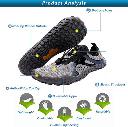 Ansbowey Water Shoes Mens Womens Quick-Dry Lightweight Barefoot Athletic Shoes for Beach Walking, Stream Trekking, Swimming Pool, Snorkeling, Driving, Jogging, Boating in Saudi Arabia