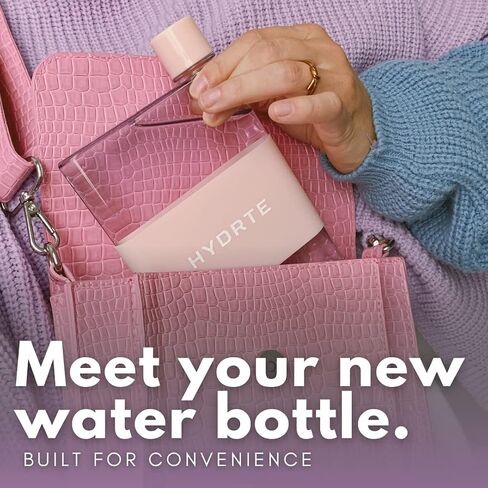 Flat Water Bottle 13 oz, Leak Proof and Slim Water Bottle Design,The Purse Water Bottle, Cute Water Bottles made for Women and Men, BPA Free Square Water Bottle in Saudi Arabia