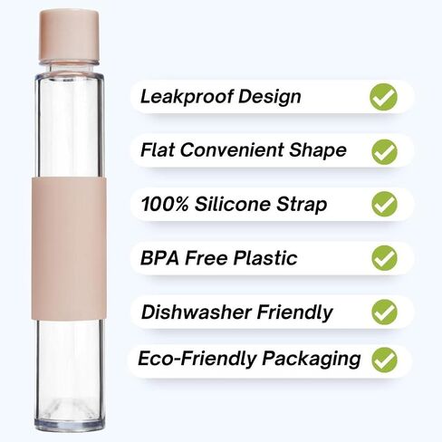 Flat Water Bottle 13 oz, Leak Proof and Slim Water Bottle Design,The Purse Water Bottle, Cute Water Bottles made for Women and Men, BPA Free Square Water Bottle in Saudi Arabia