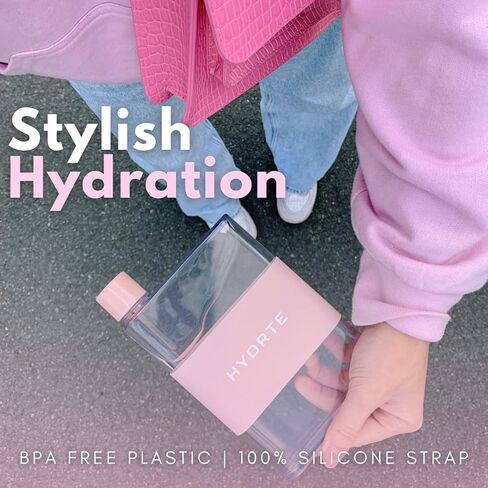 Flat Water Bottle 13 oz, Leak Proof and Slim Water Bottle Design,The Purse Water Bottle, Cute Water Bottles made for Women and Men, BPA Free Square Water Bottle in Saudi Arabia