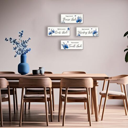 ONIZHITY 4 Pcs Black Bathroom Decor Religious Wall Art Black Floral Bible Verse Rustic Wooden Wall Decors Positive Christian Quotes for Bathroom Home Office Bedroom Living Room (Black 10x4) in Saudi Arabia