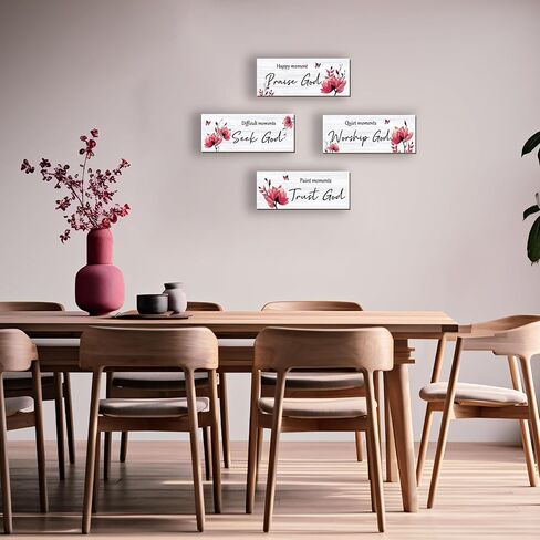 ONIZHITY 4 Pcs Black Bathroom Decor Religious Wall Art Black Floral Bible Verse Rustic Wooden Wall Decors Positive Christian Quotes for Bathroom Home Office Bedroom Living Room (Black 10x4) in Saudi Arabia