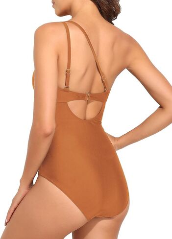 بدلة سباحة قطعة واحدة بكتف واحد من Coastal Rose للنساء، ملابس سباحة مكشكشة للتحكم في البطن، بدلة استحمام رافعة للأعلى in Kuwait