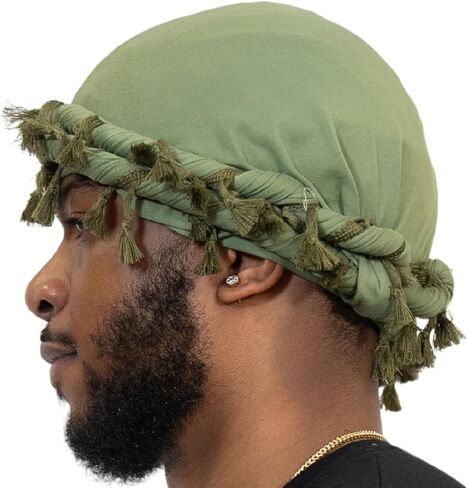 Veeta Superior Halo Turban Silk Satin Lined Head Wrap, Pre-Tied Tassel Turban for Men & Women, Turban Durag Wave Cap in Saudi Arabia