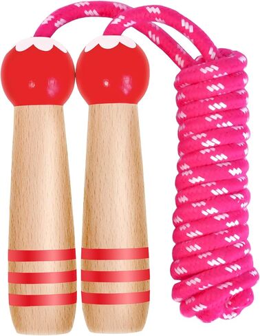 Jump Rope Kids Boys and Girls Children’s Adjustable Cotton Skipping Rope with Wooden Handle for Fitness Training Exercise Outdoor Activity in Saudi Arabia