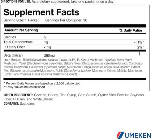 Beta Glucan - Immune Boost, Mushroom Extract, Dietary Supplement, 30 Packets, 1 Month Supply in Saudi Arabia