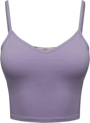 Womens Basic Yoga Cotton Longline V-Neck Padded Sports Bra Cami Crop Top in Saudi Arabia