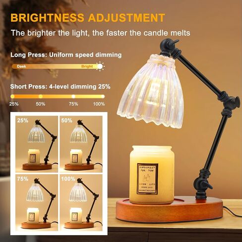 Candle Warmer Lamp, Dimmable Flower Candle Lamp with Timer Dimmer Electric Candle Lamp with 2 Bulbs Gifts for Mom, Her Height Adjustable Wax Melt Warmer for Scented Candle Jars Bedroom Home in Saudi Arabia