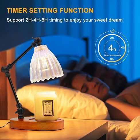 Candle Warmer Lamp, Dimmable Flower Candle Lamp with Timer Dimmer Electric Candle Lamp with 2 Bulbs Gifts for Mom, Her Height Adjustable Wax Melt Warmer for Scented Candle Jars Bedroom Home in Saudi Arabia