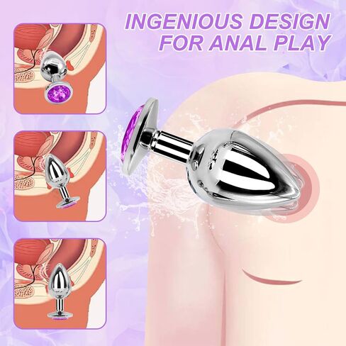 3HpY- طقم قابس للمبتدئين مكون من 3 قطع من المعدن الكريستالي الماسي والسيليكا المعدني (أرجواني) - مناسب للرجال والنساء، في أي غرفة in Saudi Arabia