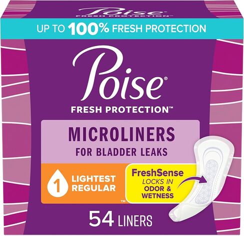 Poise Daily Microliners، بطانات داخلية لسلس البول، قطرة واحدة خفيفة الامتصاص، طويلة، 50 قطعة من الفوط الداخلية، قد تختلف التعبئة in Kuwait