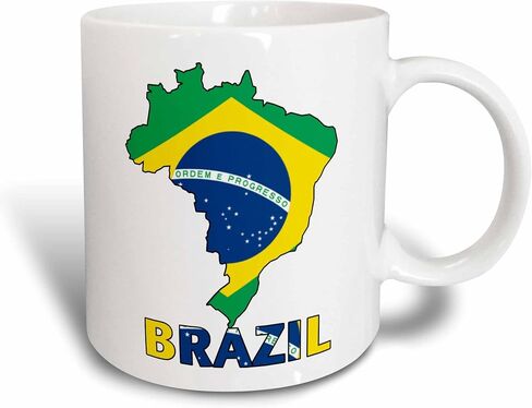 3dRose Brazilian Flag in The Map and Letters of Brazil Ceramic Mug, 15-Ounce in Saudi Arabia