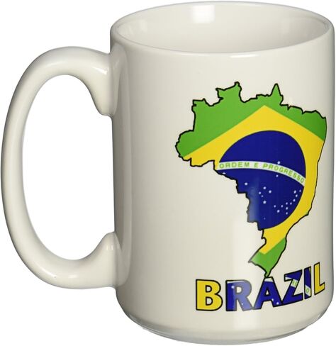 3dRose Brazilian Flag in The Map and Letters of Brazil Ceramic Mug, 15-Ounce in Saudi Arabia
