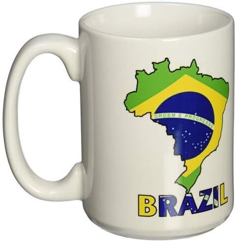3dRose Brazilian Flag in The Map and Letters of Brazil Ceramic Mug, 15-Ounce in Saudi Arabia