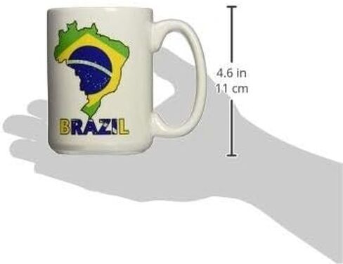 3dRose Brazilian Flag in The Map and Letters of Brazil Ceramic Mug, 15-Ounce in Saudi Arabia