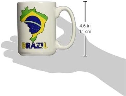 3dRose Brazilian Flag in The Map and Letters of Brazil Ceramic Mug, 15-Ounce in Saudi Arabia