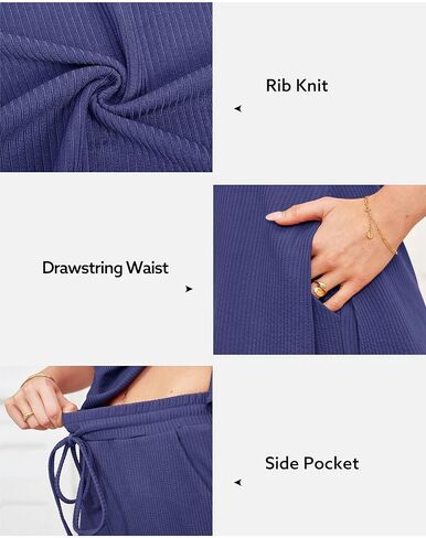 Newshows المرأة الصيف 2 قطعة وتتسابق مضلع متماسكة تانك القمم بنطال ذو قصة أرجل واسعة صالة مجموعة مطابقة رياضية 2024 ربيع الموضة in Kuwait