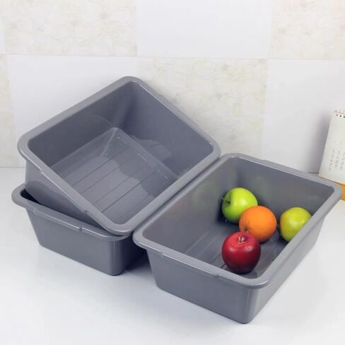 صندوق أحواض الحافلات التجارية سعة 10 لتر، 5 عبوات من أحواض الأطباق البلاستيكية شديدة التحمل، حوض غسيل حوض غسيل الأطباق لتنظيم المطبخ/التخزين (رمادي) in Kuwait